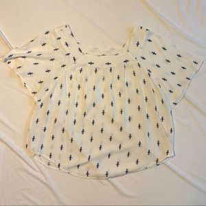 Navy and White Boho Blouse